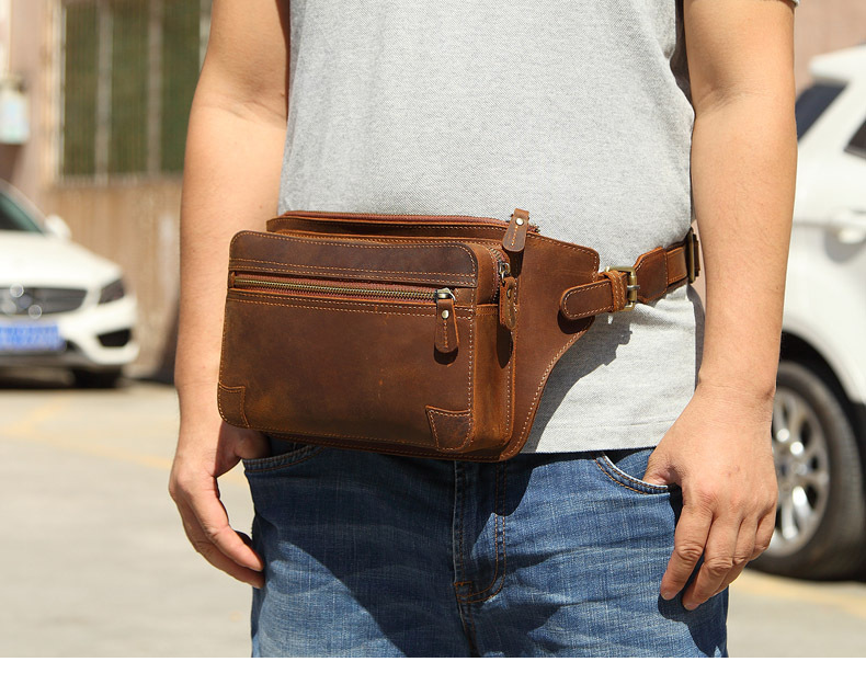 For You Leather LB45 กระเป๋าคาดอก คาดเอว ผู้ชาย หนังแท้ นูบัค ใบใหญ่ LB45