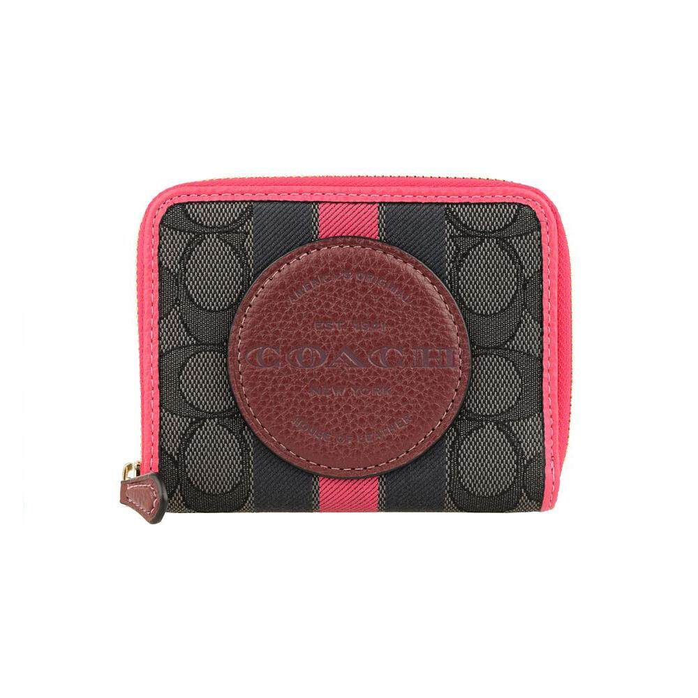 กระเป๋าสตางค์ COACH 2637 DEMPSEY SMALL ZIP AROUND WALLET IN SIGNATURE JACQUARD WITH STRIPE AND COACH PATCH (IMR2P) [2637IMR2P-MB]