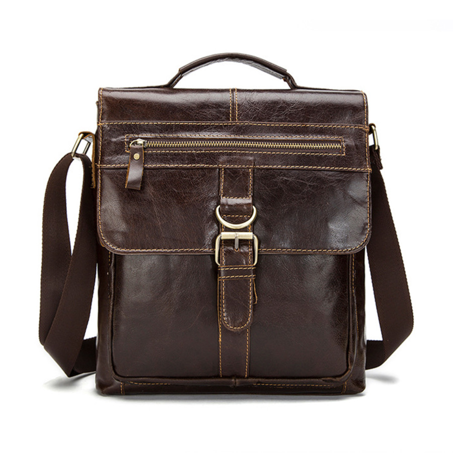 For You Leather LB10 กระเป๋าสะพายข้าง ผู้ชาย หนังแท้ มีหูจับ ขนาดใหญ่ ใส่เอกสาร A4 ได้ ช่องใส่ของเยอะ LB10