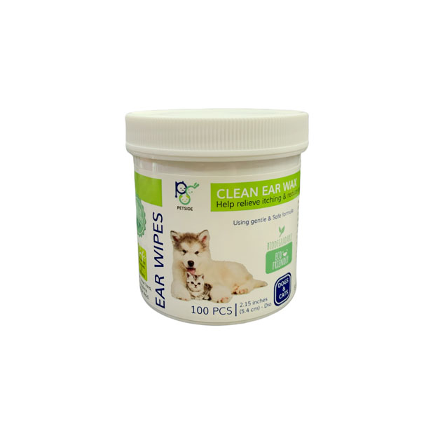 Petsidence Petside แผ่นเปียกเช็ดหู สำหรับสัตว์เลี้ยง 100 แผ่น