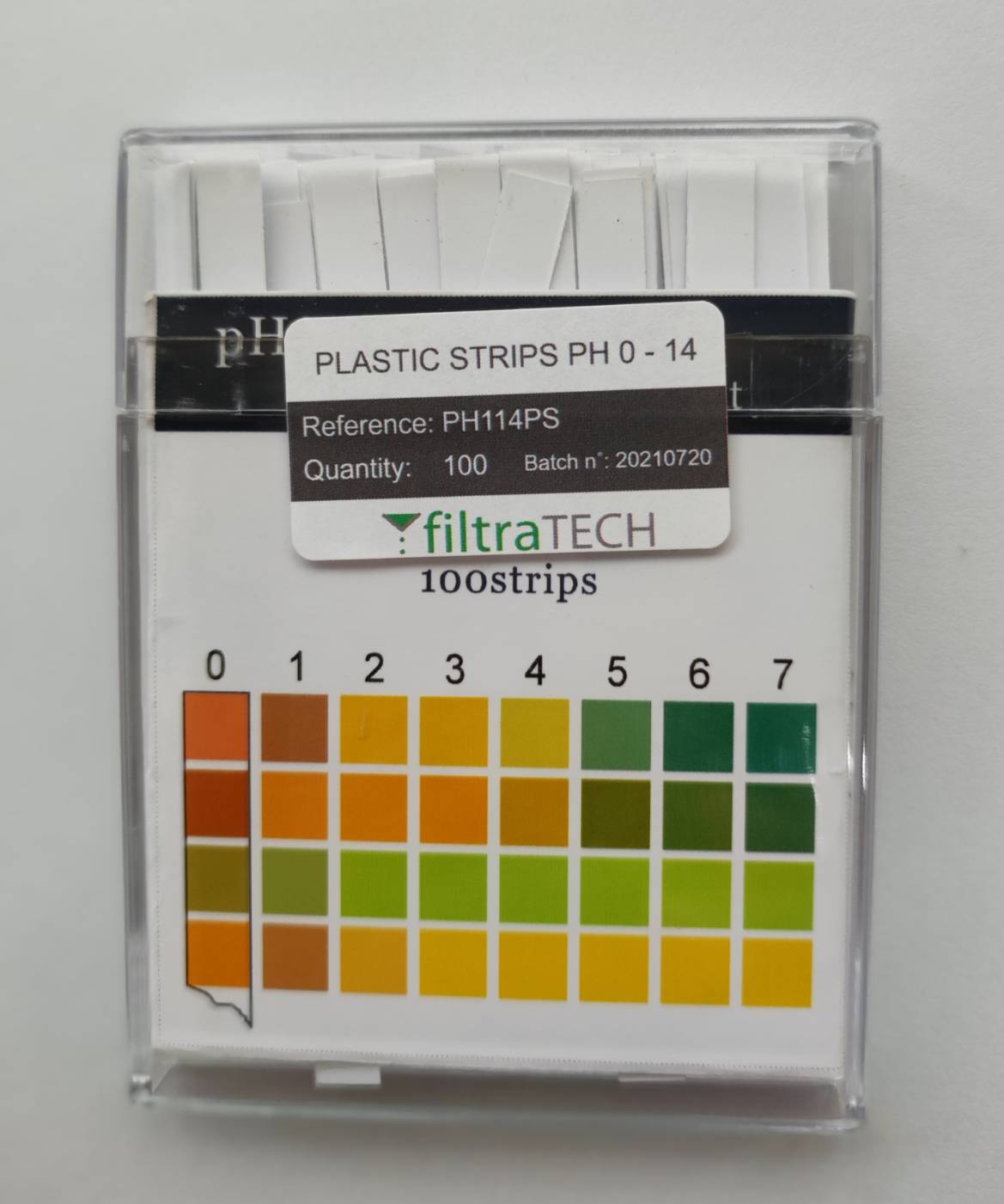 แถบวัดค่าพีเอช pH 0-14 Strip Test "Filtratech" (100/bx)