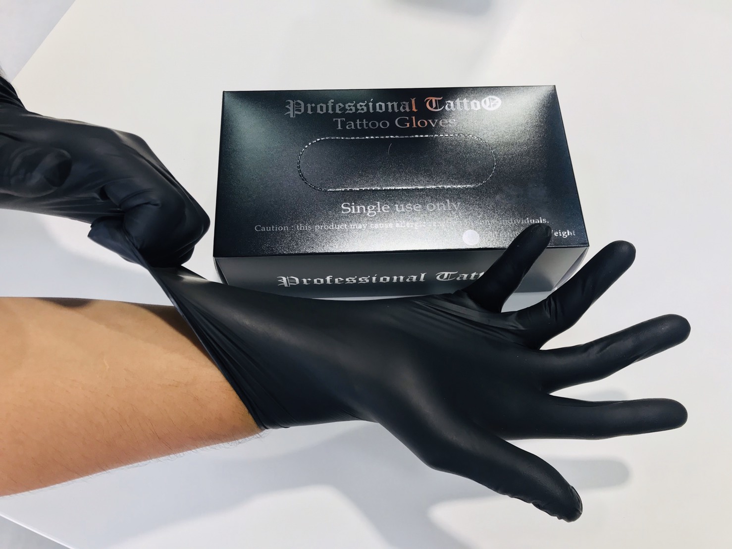 Professional Tattoo ถุงมือยางไนไตร Tattoo Gloves Professional Tattoo กล่องดำ BLACK S , M , L
