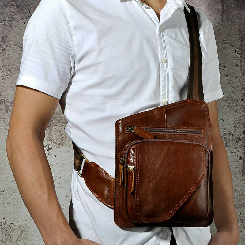 For You Leather LB32 กระเป๋าคาดอก ผู้ชาย หนังแท้ ทรงสี่เหลี่ยม LB32