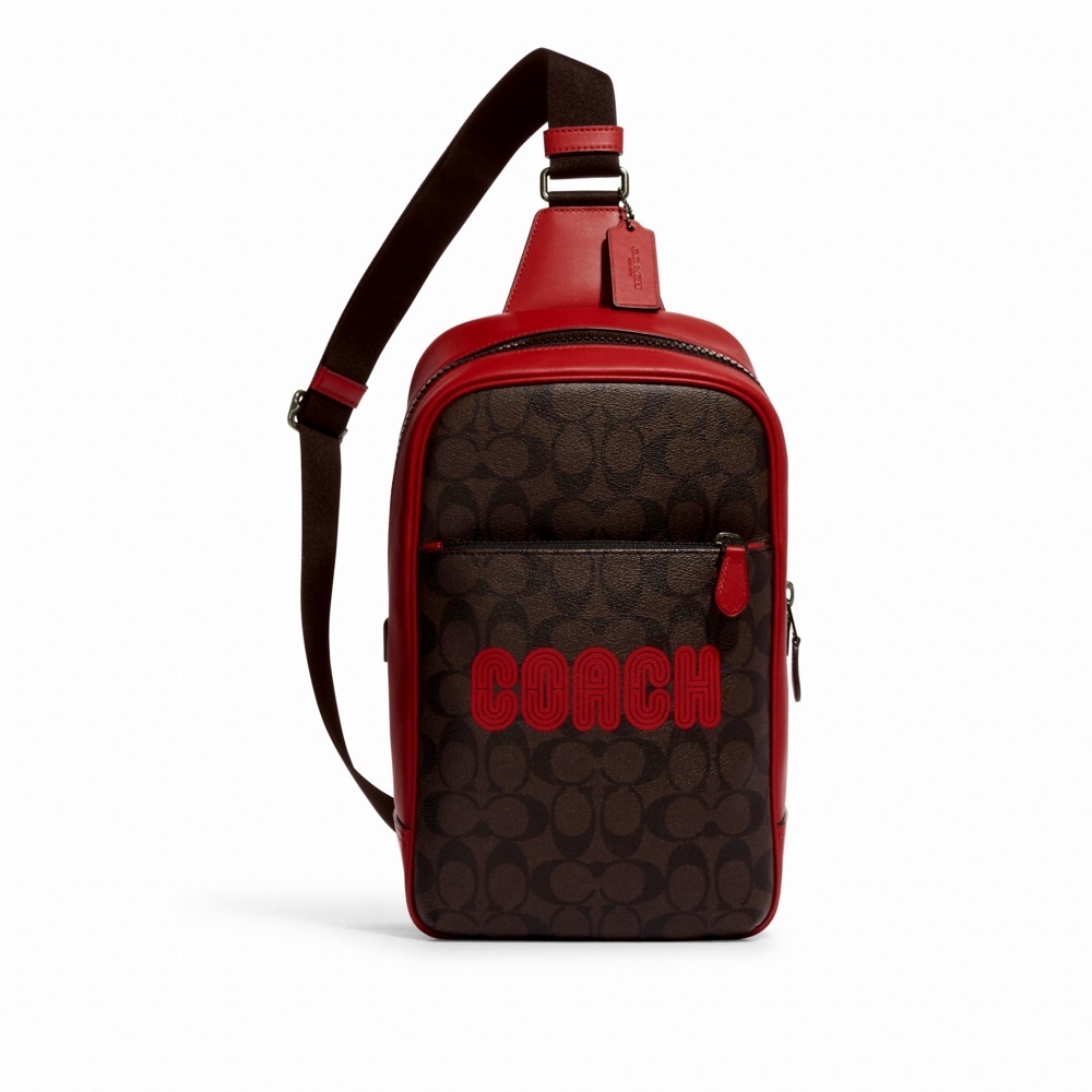 กระเป๋าคาดอก COACH CE522 WESTWAY PACK IN COLORBLOCK SIGNATURE CANVAS WITH COACH PATCH (QBTKA) [CE522QBTKA-MB]