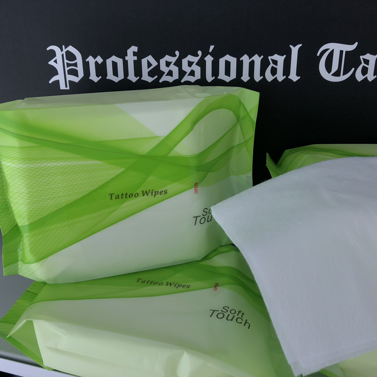 Professional Tattoo Tattoo Wipes ผ้าเช็ดแห้งทำความสะอาดระหว่างสัก Professional Tattoo Tattoo Aftercare Wipes White 20X20 cm