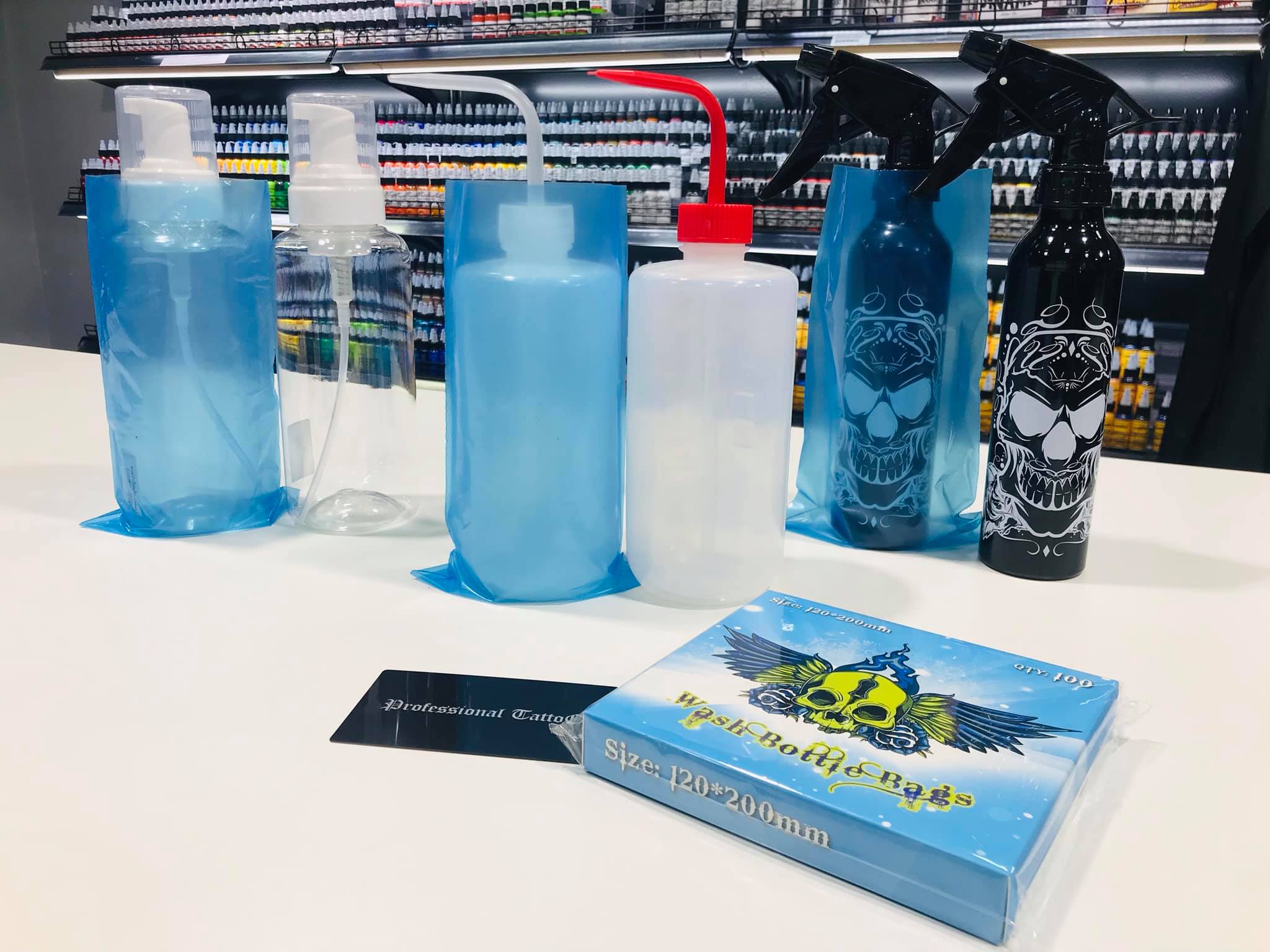 Professional Tattoo WASH BOTTLE COVER BAGS พลาสติกหุ้มขวดบีบ ขวดฉีด 1แพ็ค 100 ชิ้น
