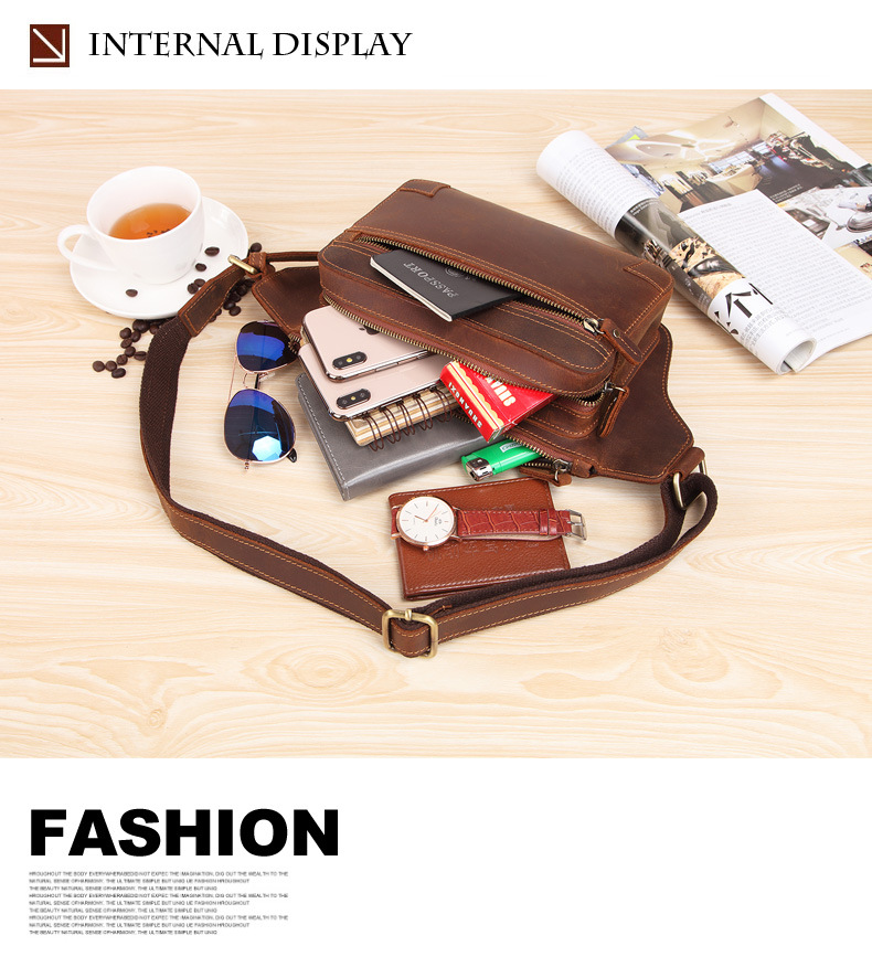 For You Leather LB45 กระเป๋าคาดอก คาดเอว ผู้ชาย หนังแท้ นูบัค ใบใหญ่ LB45