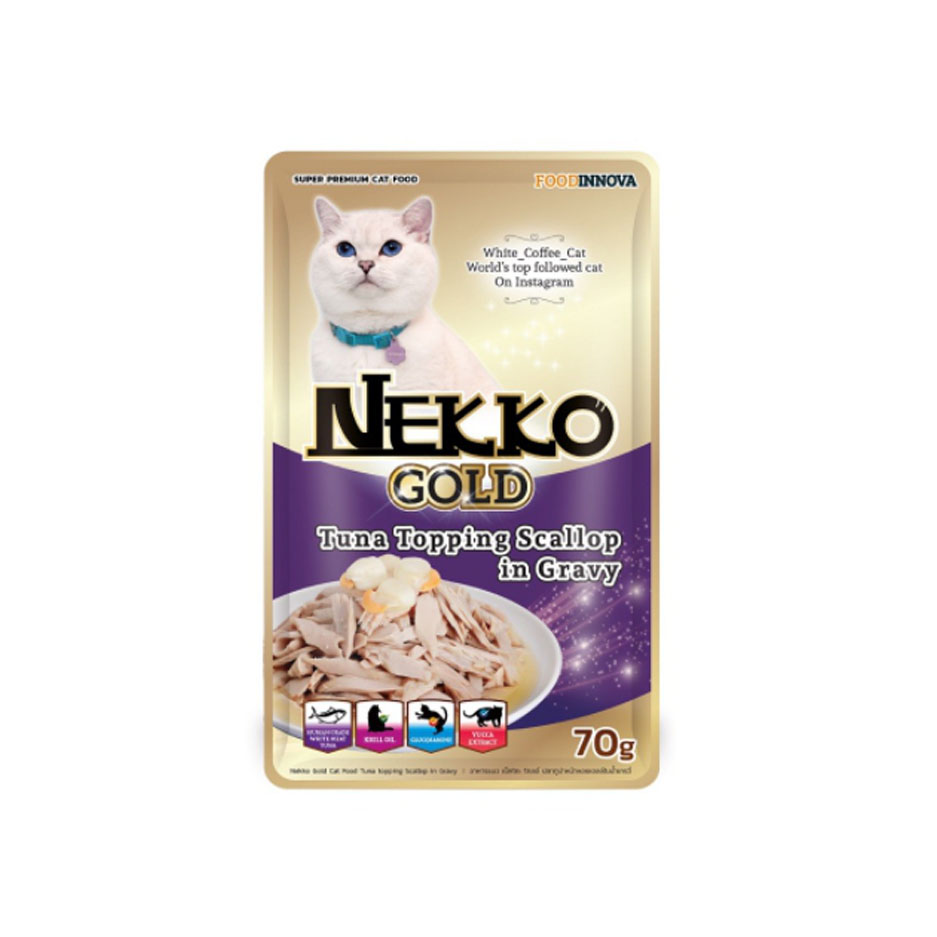Nekko Gold NP26 Tuna Topping Scallop in Gravy 70 g. #ม่วง
