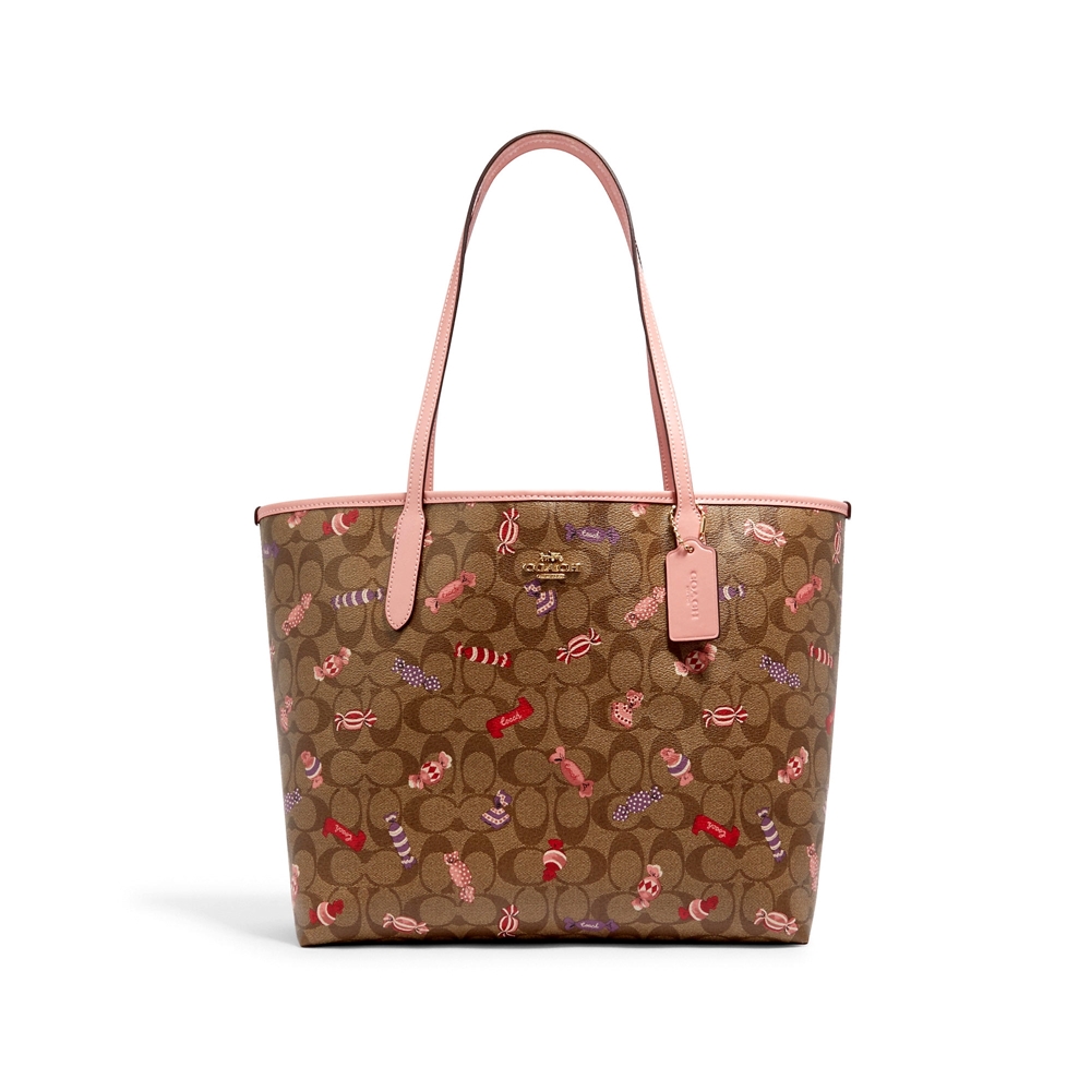 COACH C2534 CITY TOTE IN SIGNATURE CANVAS WITH CANDY PRINT(IME7V) [C2534IME7V]