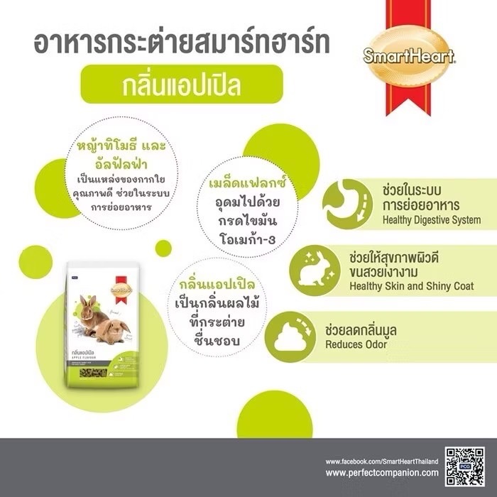 Smartheart อาหารกระต่าย กลิ่นแอปเปิ้ล 1kg.
