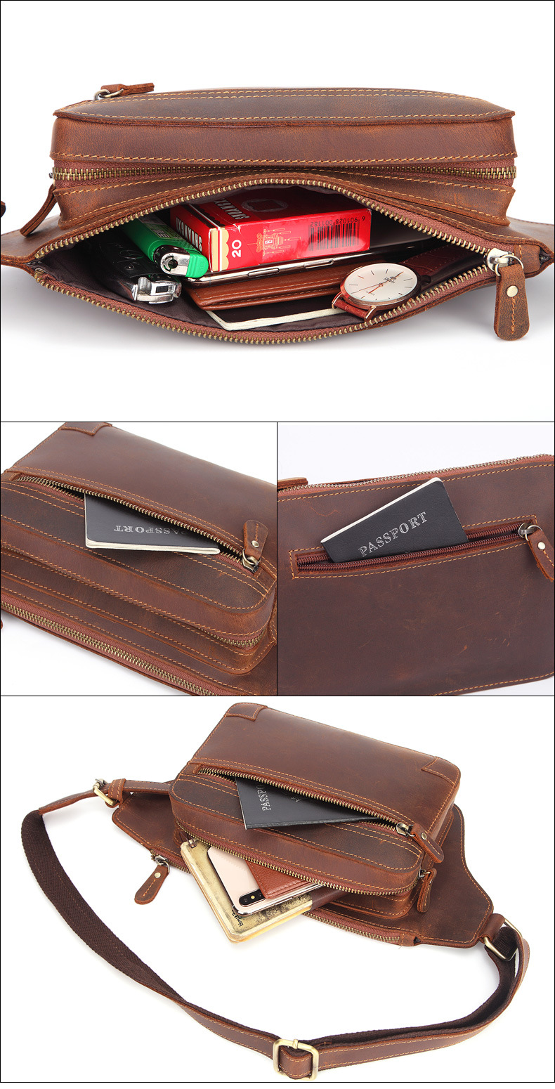 For You Leather LB45 กระเป๋าคาดอก คาดเอว ผู้ชาย หนังแท้ นูบัค ใบใหญ่ LB45