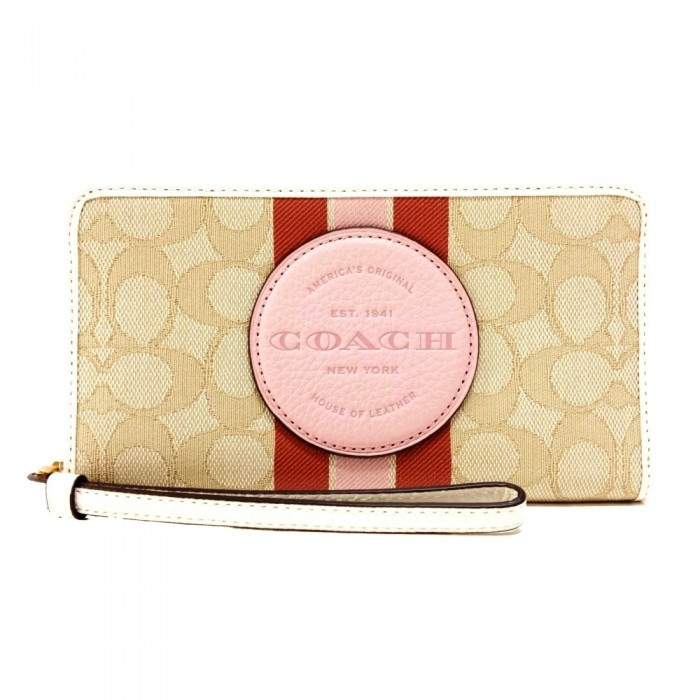 กระเป๋าสตางค์คล้องมือ COACH C4110 DEMPSEY LARGE PHONE WALLET IN SIGNATURE JACQUARD WITH STRIPE AND COACH PATCH (IMSQ9)[C4110IMSQ9]