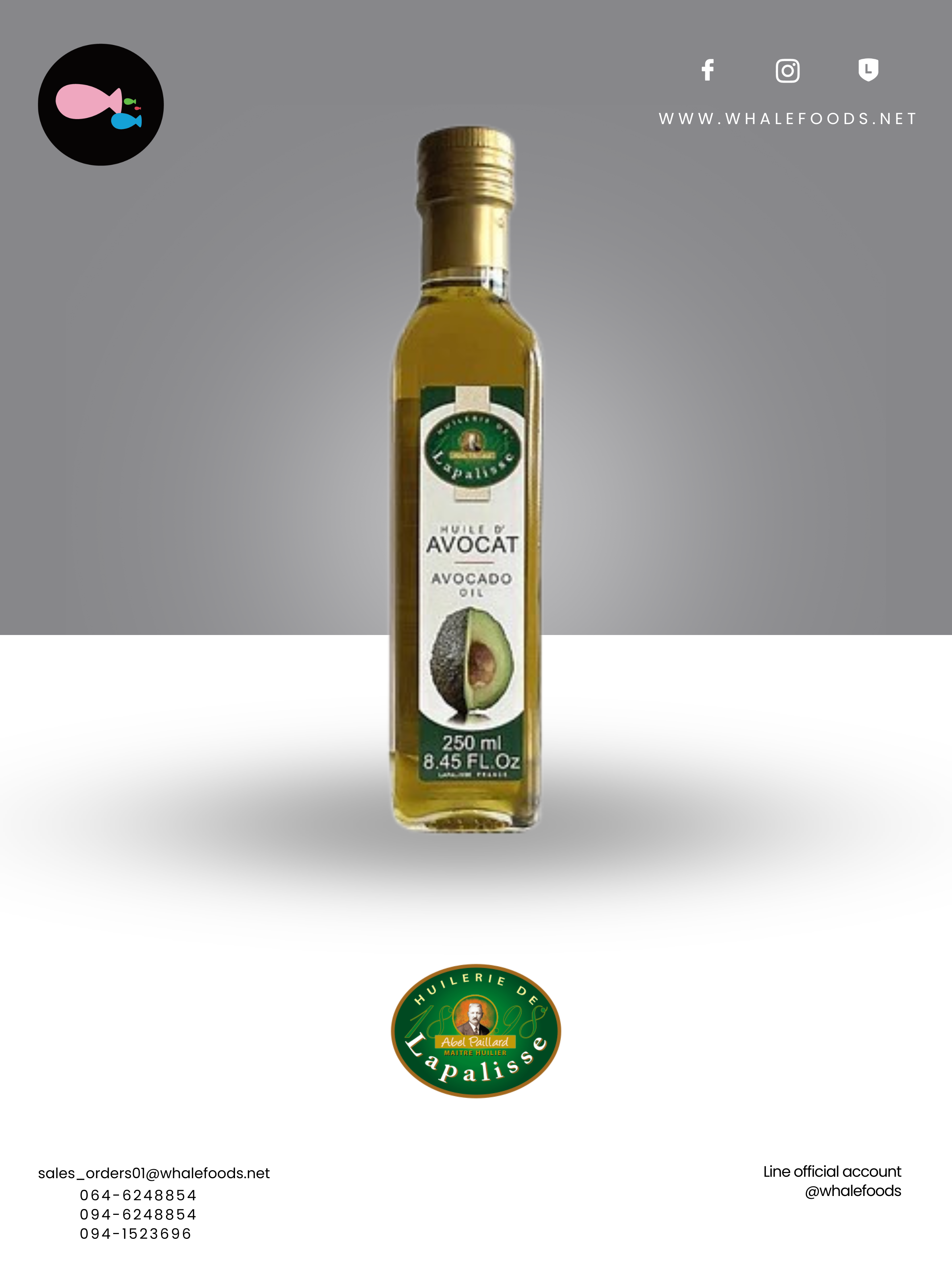 AVOCADO OIL LAPALISSE SIZE : 250ML.