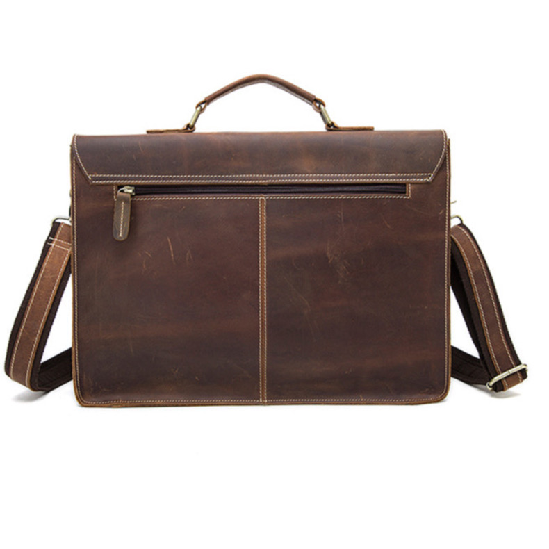 For You Leather LB56 กระเป๋าถือผู้ชายหนังแท้ กระเป๋าเอกสาร กระเป๋าโน๊ตบุ๊ค (น้ำตาล) LB56