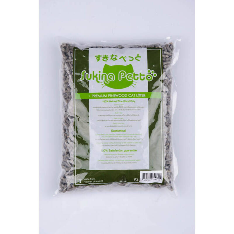 Sukina Petto ทรายแมวเปลือกไม้สน คาร์บอน 5 ลิตร