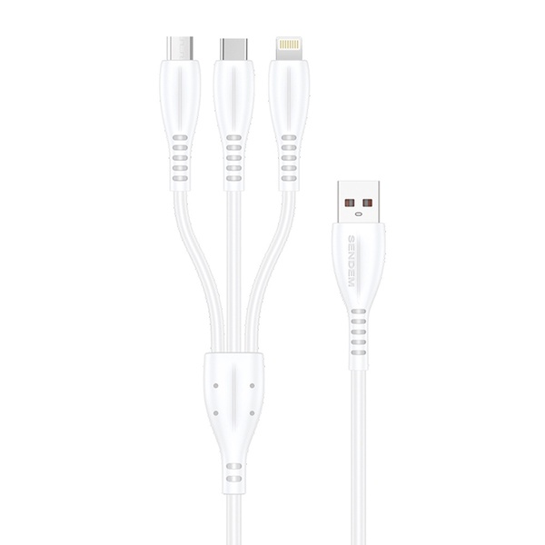สายชาร์จ 3in1 SENDEM M34 ชาร์จเร็ว 5A สายยาว 1.2 เมตร ประกันศูนย์ 1 ปี