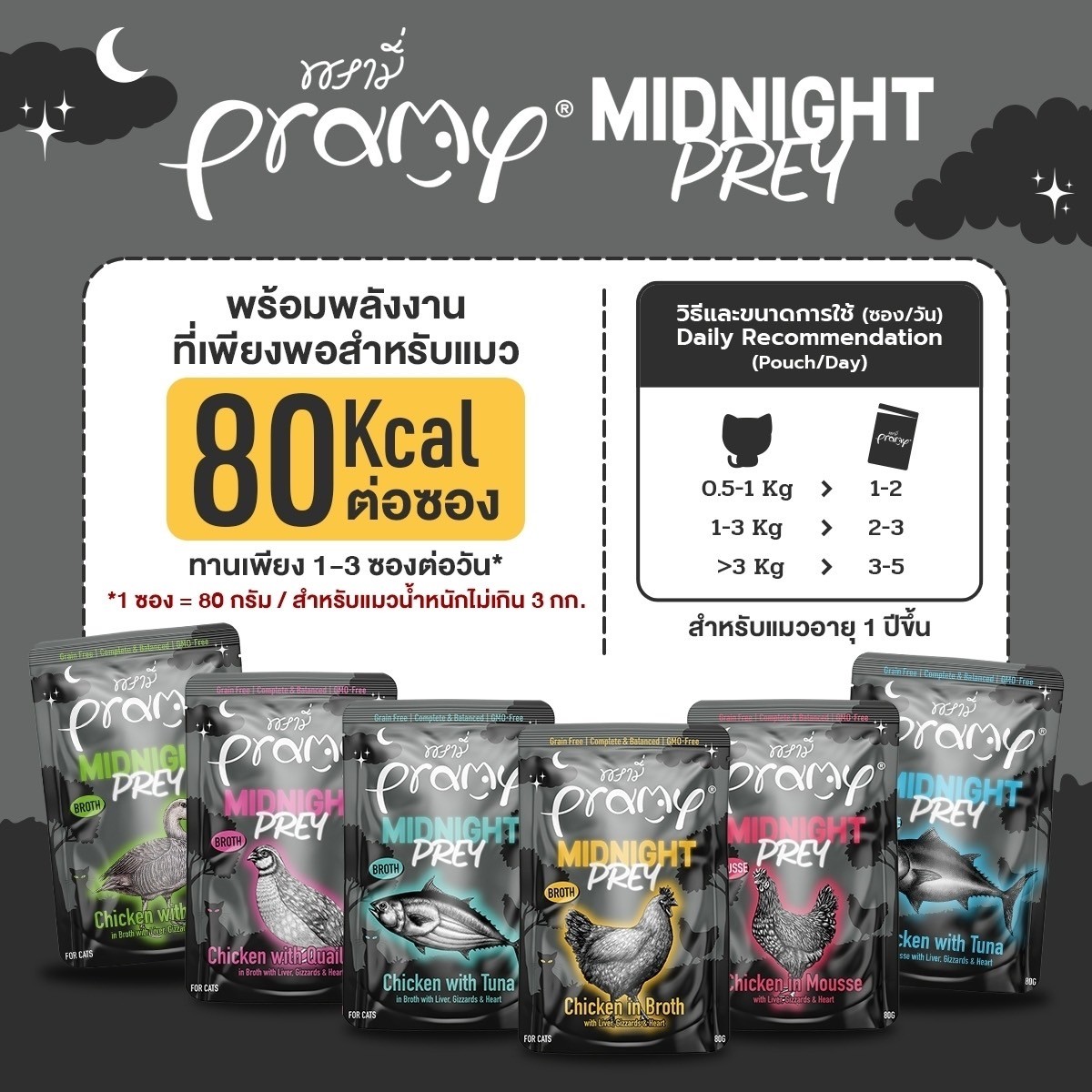 Pramy Midnight Prey MN5 ไก่มูส 80 กรัม