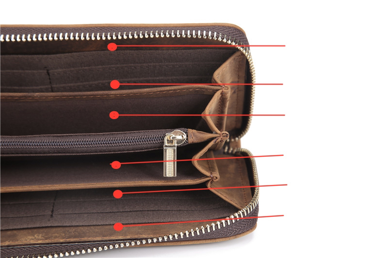 For You Leather WL11 กระเป๋าสตางค์ ผู้ชาย ใบยาว หนังแท้ แบบซิบ WL11