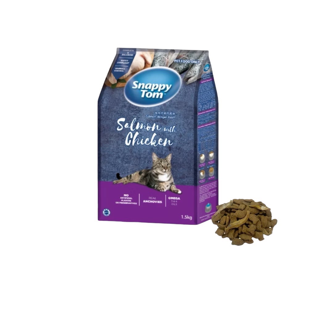 Snappy Tom รสปลาแซลมอนและไก่ 1.5 กิโล (ม่วง)