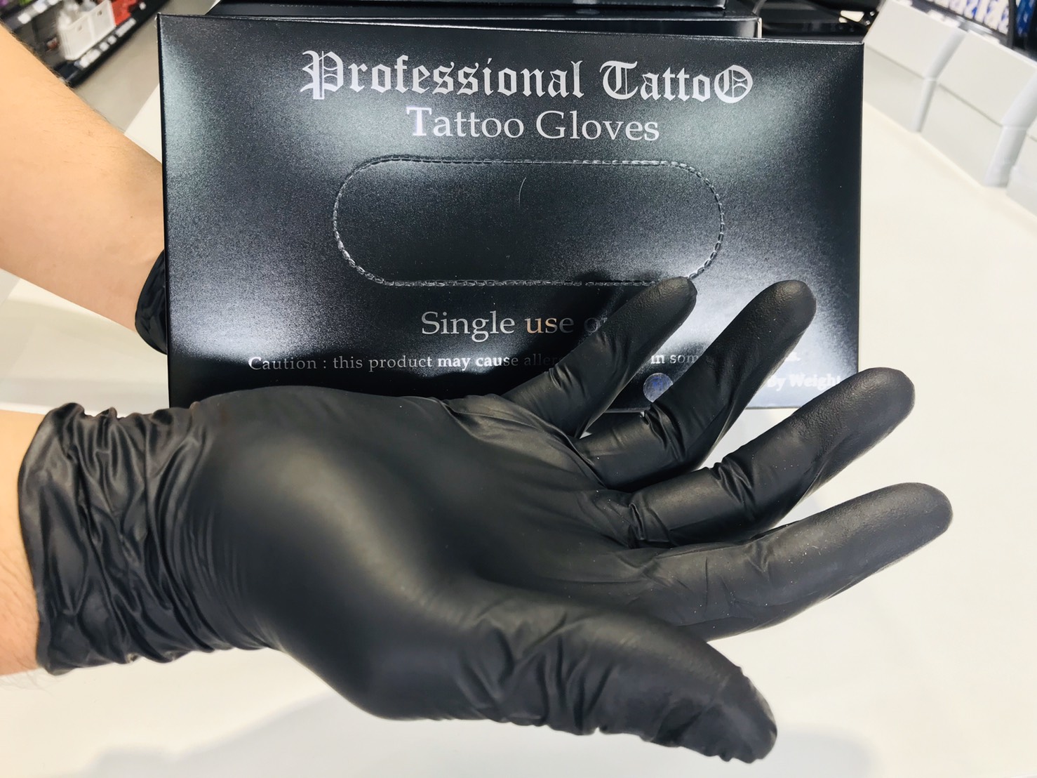 Professional Tattoo ถุงมือยางไนไตร Tattoo Gloves Professional Tattoo กล่องดำ BLACK S , M , L