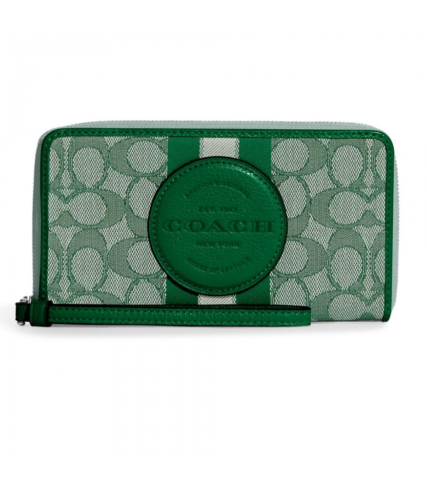 COACH C9073 DEMPSEY LARGE PHONE WALLET IN SIGNATURE JACQUARD WITH STRIPE AND COACH PATCH (SVGN) [C9073SVGN]