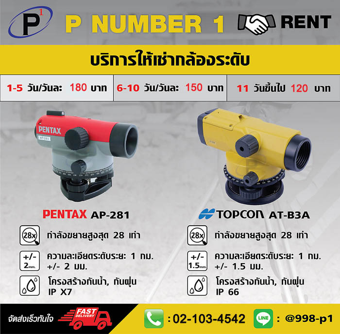 บริการให้เช่ากล้อง วัดระดับ ,วัดมุม,TOTAL STATION