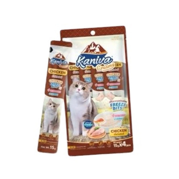 Kaniva Creamy แมวเลียรสเนื้อไก่ครีมมี่ 15g แพค 4 ซอง