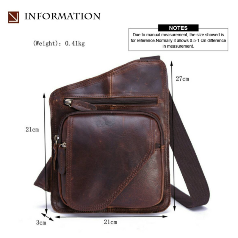 For You Leather LB32 กระเป๋าคาดอก ผู้ชาย หนังแท้ ทรงสี่เหลี่ยม LB32