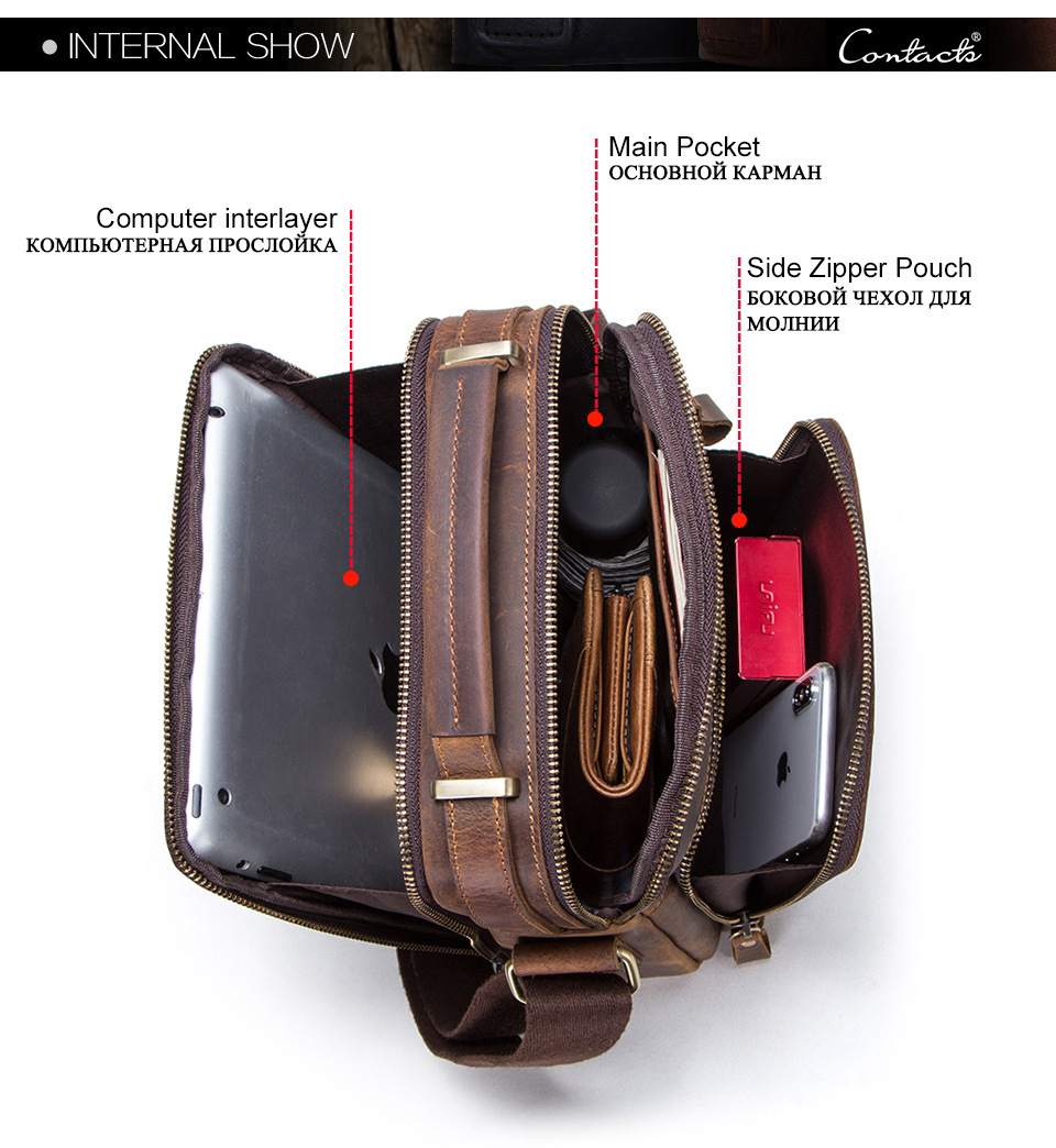 For You Leather LB39 กระเป๋าหนังแท้ ผู้ชาย สะพายข้าง มีหูจับ ช่องใส่ของหลายช่อง ใส่ของได้มาก LB39