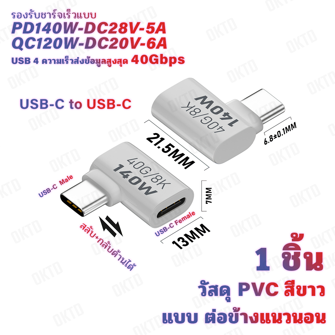 อะแดปเตอร์ USB-C PD3.1 140W 28V 5A USB4 40Gbps