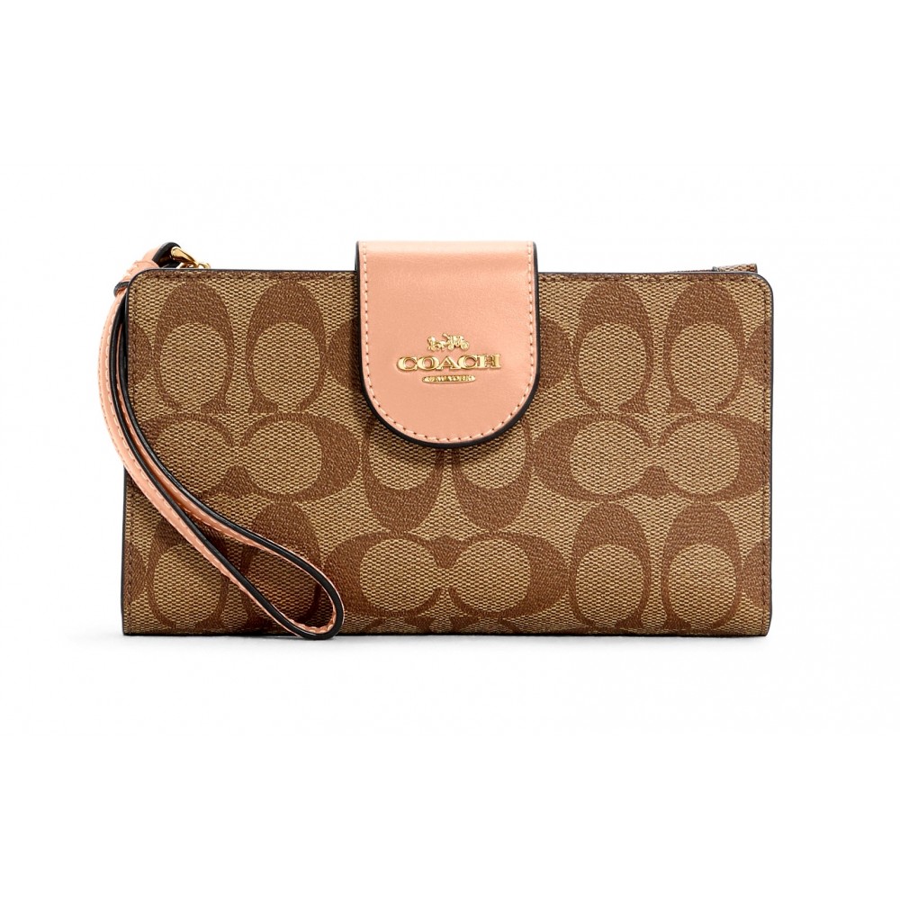 กระเป๋าสตางค์คล้องมือ COACH C2874 TECH PHONE WALLET IN COLORBLOCK SIGNATURE CANVAS (IMTYF)[C2874IMTYF]