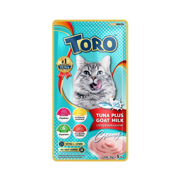 Toro แมวเลีย ทูน่าผสมนมแพะ 15g. x 5 ชิ้น