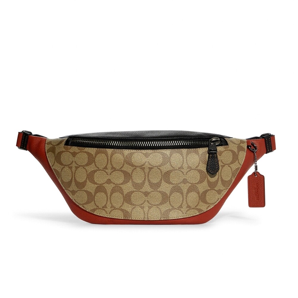 กระเป๋าคาดอก คาดเอว COACH C8386 WARREN BELT BAG IN COLORBLOCK SIGNATURE CANVAS (QBTUI) [C8386QBTUI-MC]