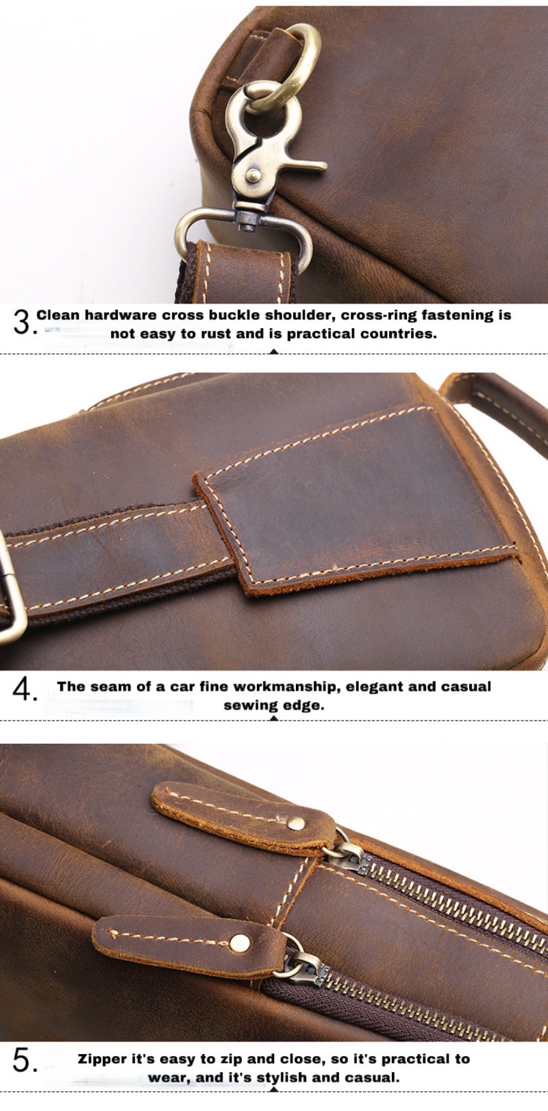 For You Leather LB95 กระเป๋าคาดอก ผู้ชาย หนังแท้ นูบัค (น้ำตาล) LB95