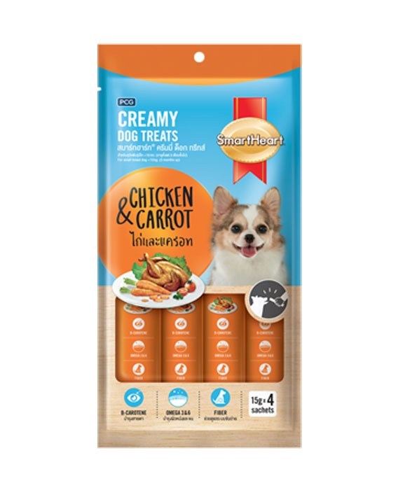 Creamy Dog Treats ไก่และแครอท 60 g. (x4ซอง)