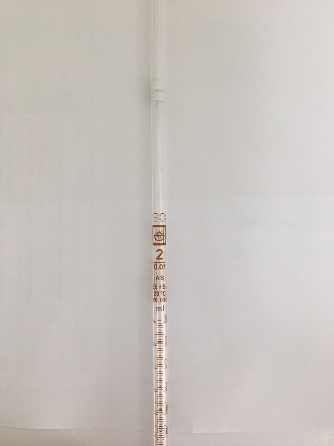 ปิเปตแก้วมีขีดปริมาตร 2 ml Graduated Pipette Class AS "Qualicolor" Czech