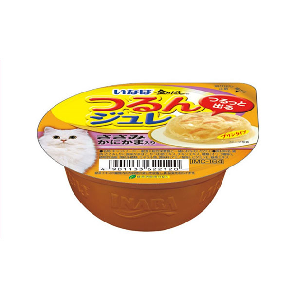 Inaba IMC-164 เนื้อสันในไก่และปูอัดในเยลลี่แบบนุ่ม 65 g.