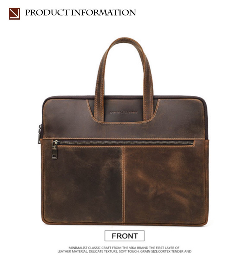 For You Leather LB58 กระเป๋าถือหนังแท้ กระเป๋าโน๊ตบุ๊ค กระเป๋า MacBook/Laptop ขนาด 16" (น้ำตาล) LB58