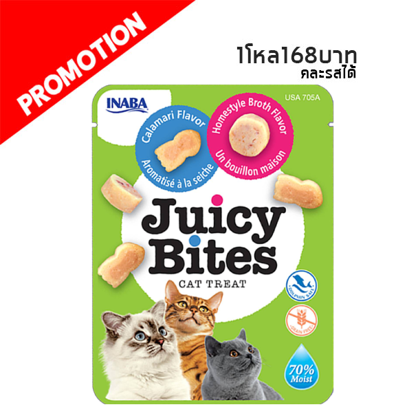 Inaba Juicy Bites รสน้ำซุปแบบโฮมสไตล์และปลาหมึก 100G