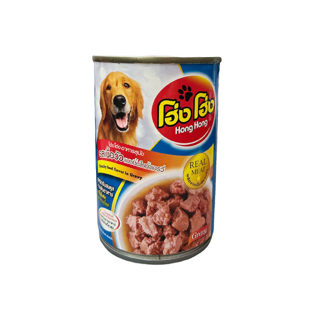 โฮ่งโฮ่งรสเนื้อวัวชิ้นในน้ำเกรวี่ 400 g.