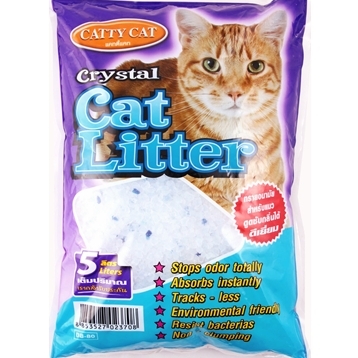 catty cat ทรายคริสตัล+เม็ดบีทสีฟ้า 5 ลิตร