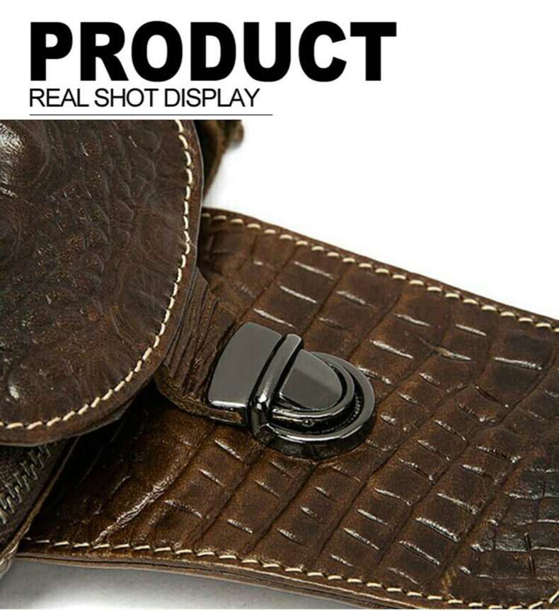 For You Leather LB40 กระเป๋าคาดอก กระเป๋าสะพายพาดลำตัว แบบไหล่ หนังแท้ ลายหนังจระเข้ (น้ำตาล) LB40