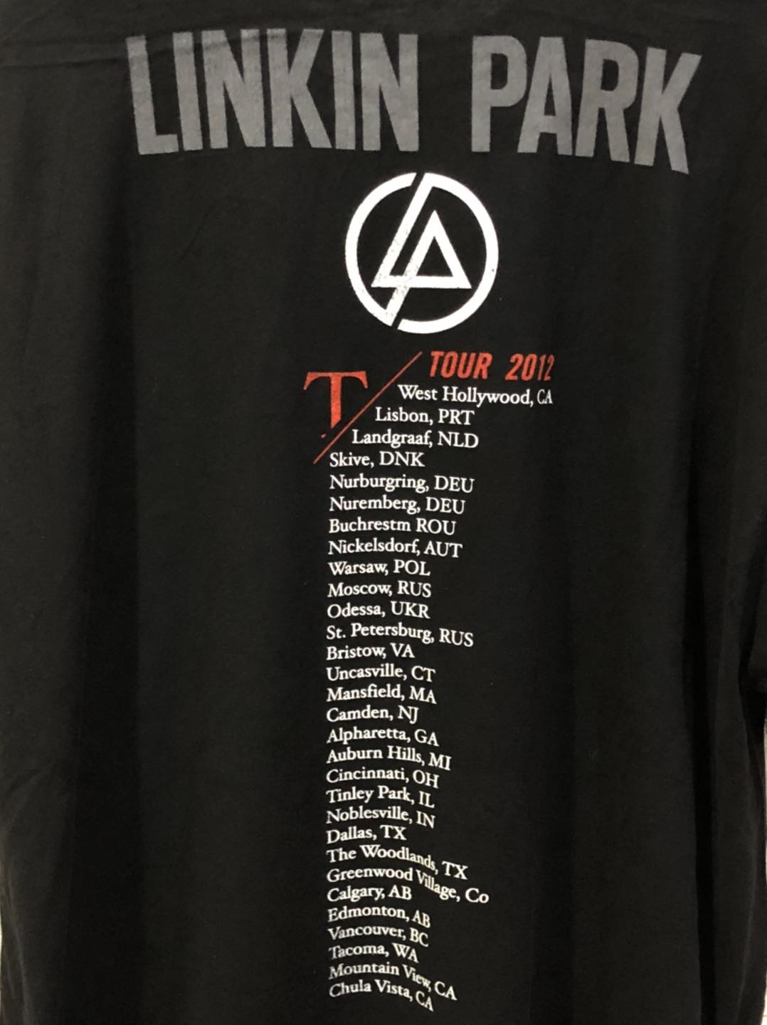 เสื้อวง Linkin Park Usa Tour ปี 2012 Size 2XL สินค้าลิขสิทธิ์แท้ 100%