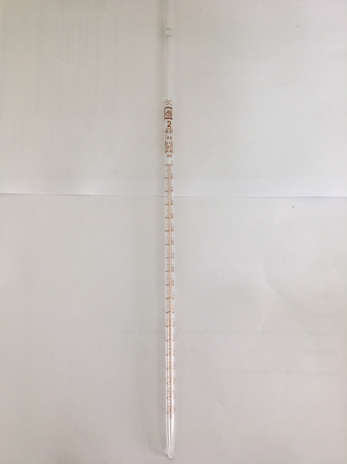 ปิเปตแก้วมีขีดปริมาตร 2 ml Graduated Pipette Class AS "Qualicolor" Czech