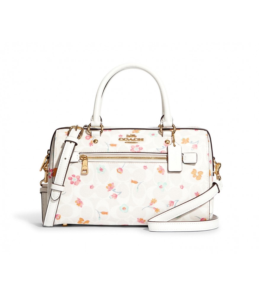 กระเป๋าสะพายข้าง COACH C8615 ROWAN SATCHEL IN SIGNATURE CANVAS WITH MYSTICAL FLORAL PRINT IN CHALK MULTI (IMCAH)[C8615IMCAH]