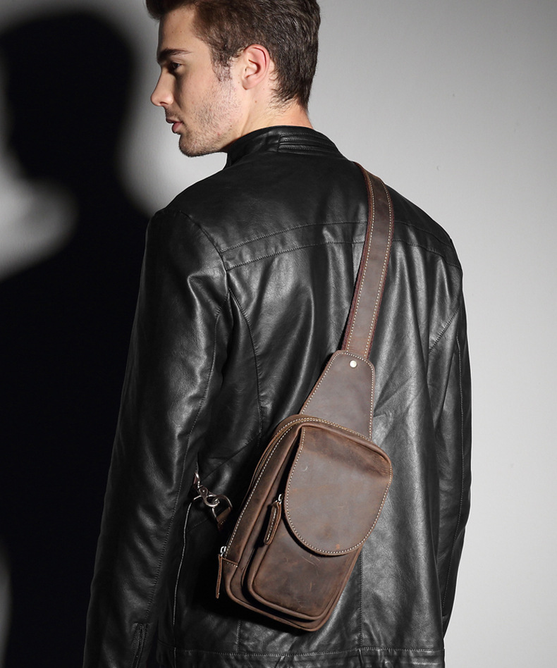 For You Leather LB24 กระเป๋าคาดอก กระเป๋าสะพายพาดลำตัว กระเป๋าผู้ชาย หนังแท้ นูบัค LB24