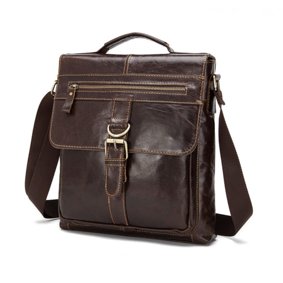 For You Leather LB10 กระเป๋าสะพายข้าง ผู้ชาย หนังแท้ มีหูจับ ขนาดใหญ่ ใส่เอกสาร A4 ได้ ช่องใส่ของเยอะ LB10