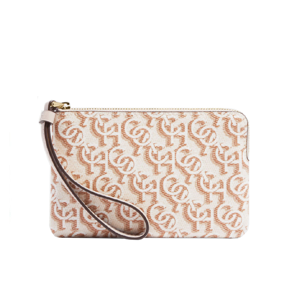 กระเป๋าคล้องมือ COACH CF548 CORNER ZIP WRISTLET WITH SIGNATURE MONOGRAM PRINT (IMCHK) [CF548IMCHK]