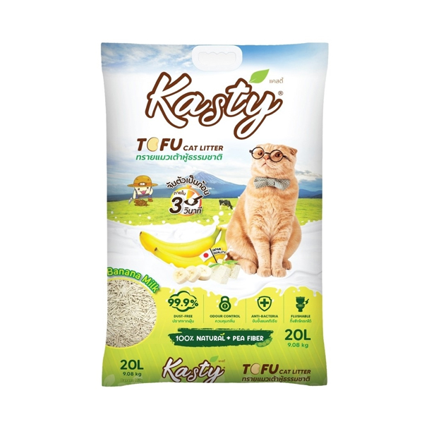 PPP Kasty ทรายเต้าหู้ธรรมชาติ กลิ่นนมกล้วย 20 ลิตร 9.08 Kg