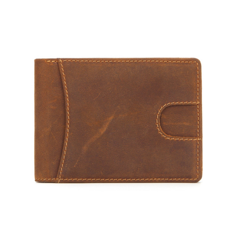 For You Leather WL07 กระเป๋าตังผู้ชาย หนังแท้นูบัค แบบพับ ใบเล็กบาง (สีน้ำตาล) WL07